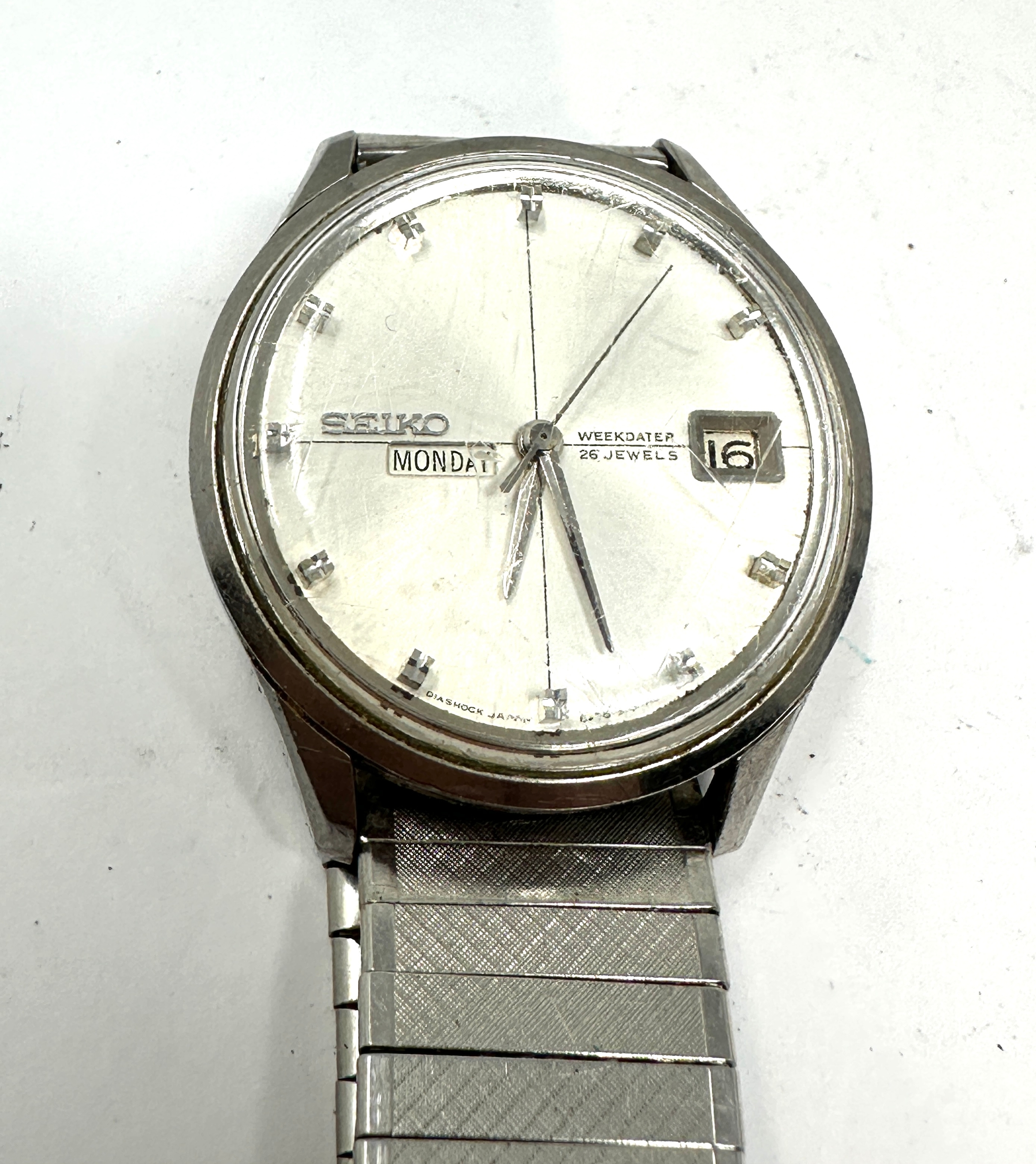 Vintage Seiko Weekdater 26 jewel gents wristwatch the watch is ticking - Image 2 of 6