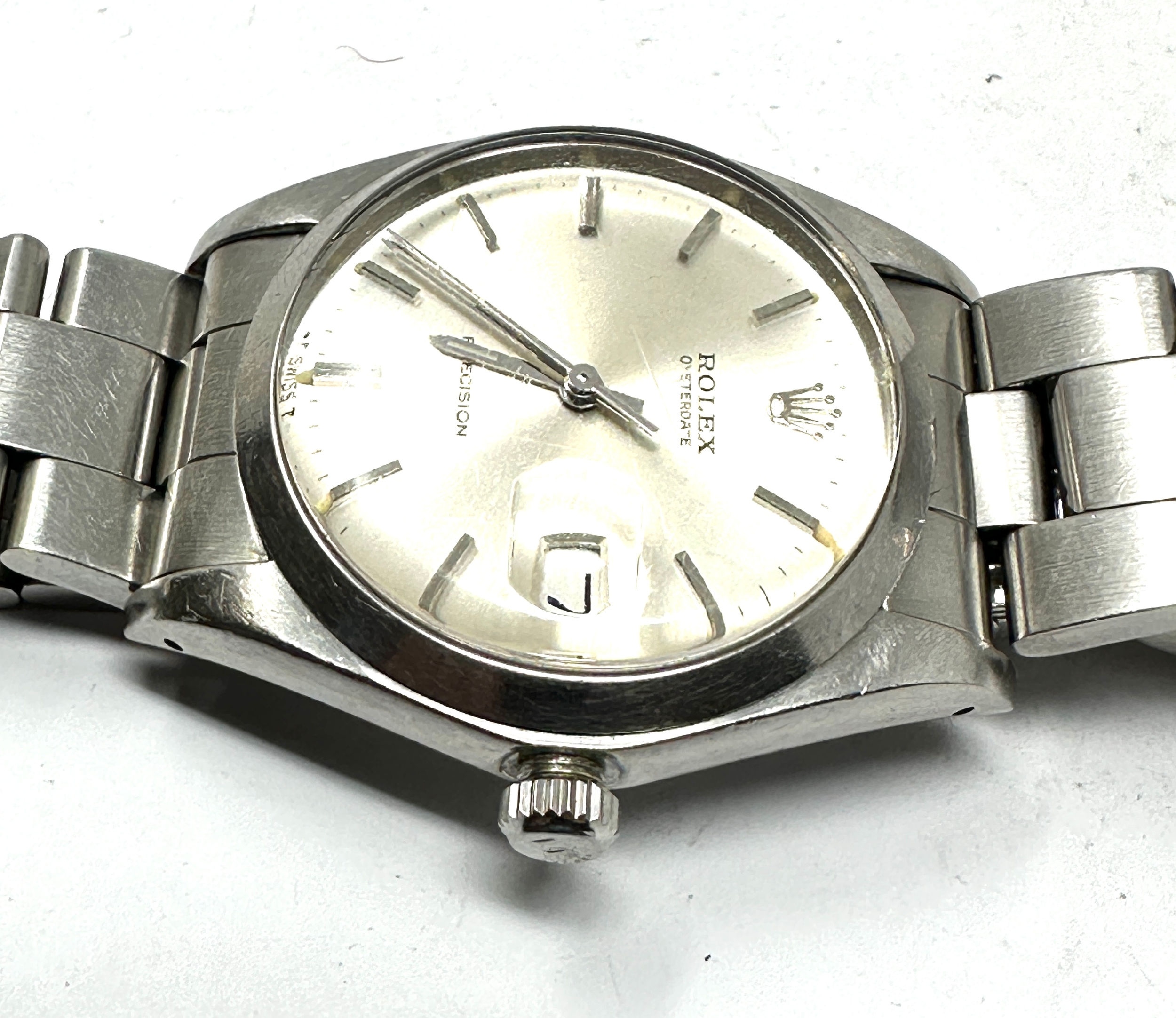Rolex Oysterdate Precision Stainless Steel Wrist Watch & strap the watch is ticking winder does - Image 2 of 6