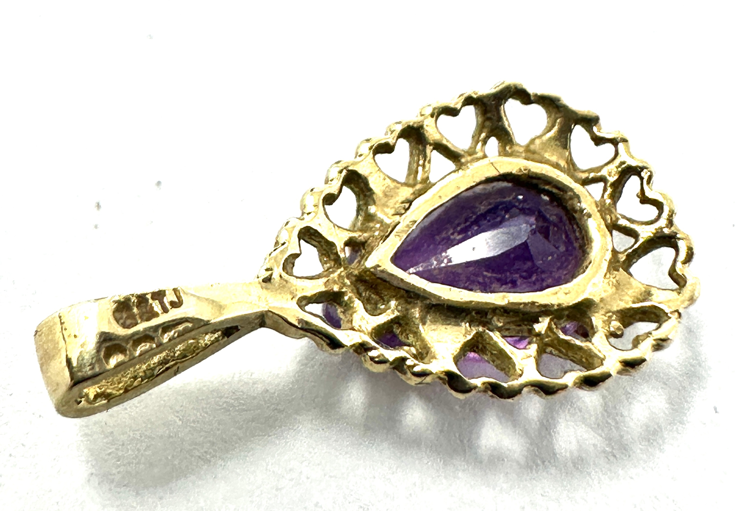 9ct gold amethyst pendant weight .8g - Image 3 of 3