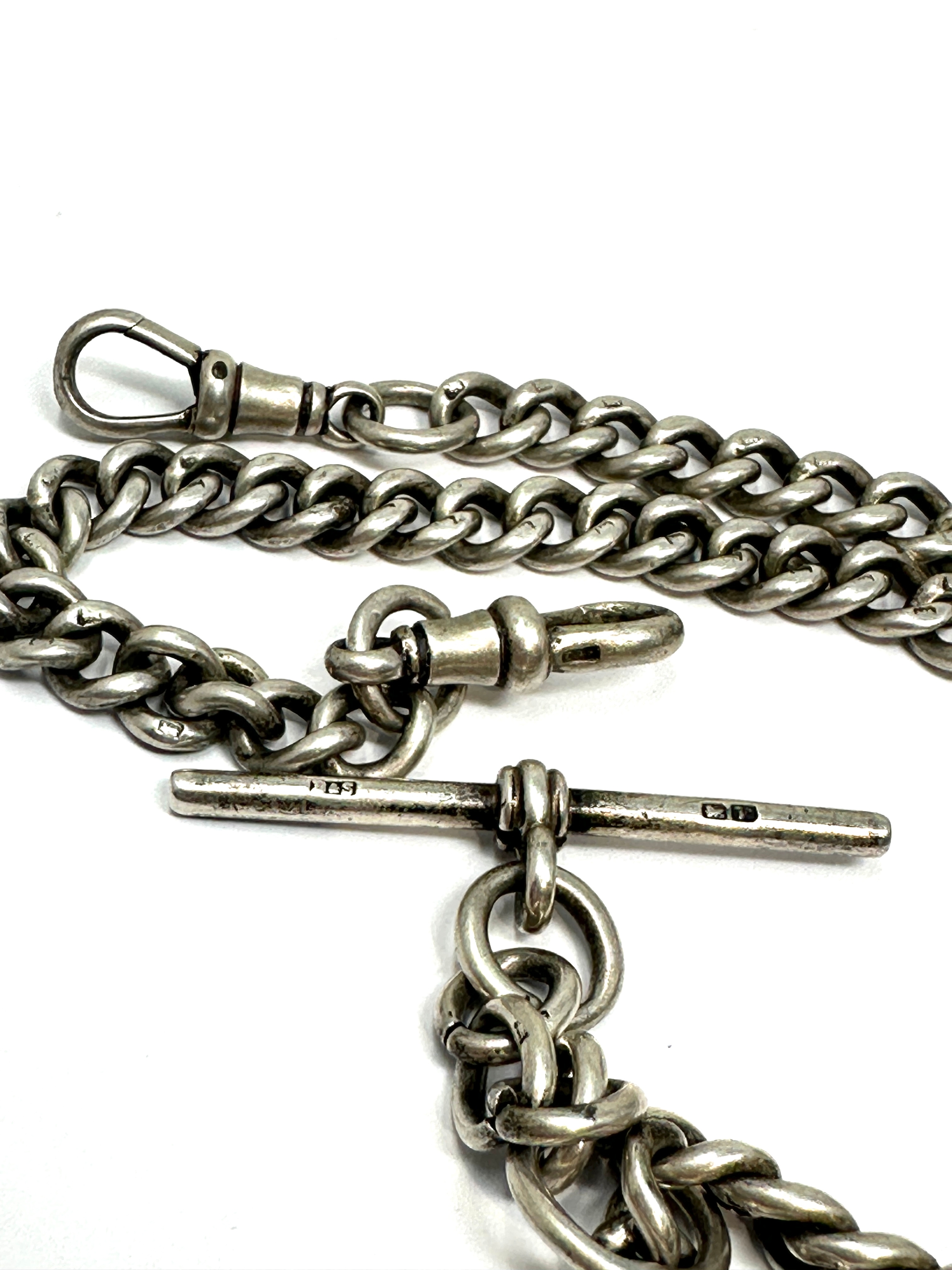 Antique silver double albert watch chain weight approx 48g - Image 3 of 3