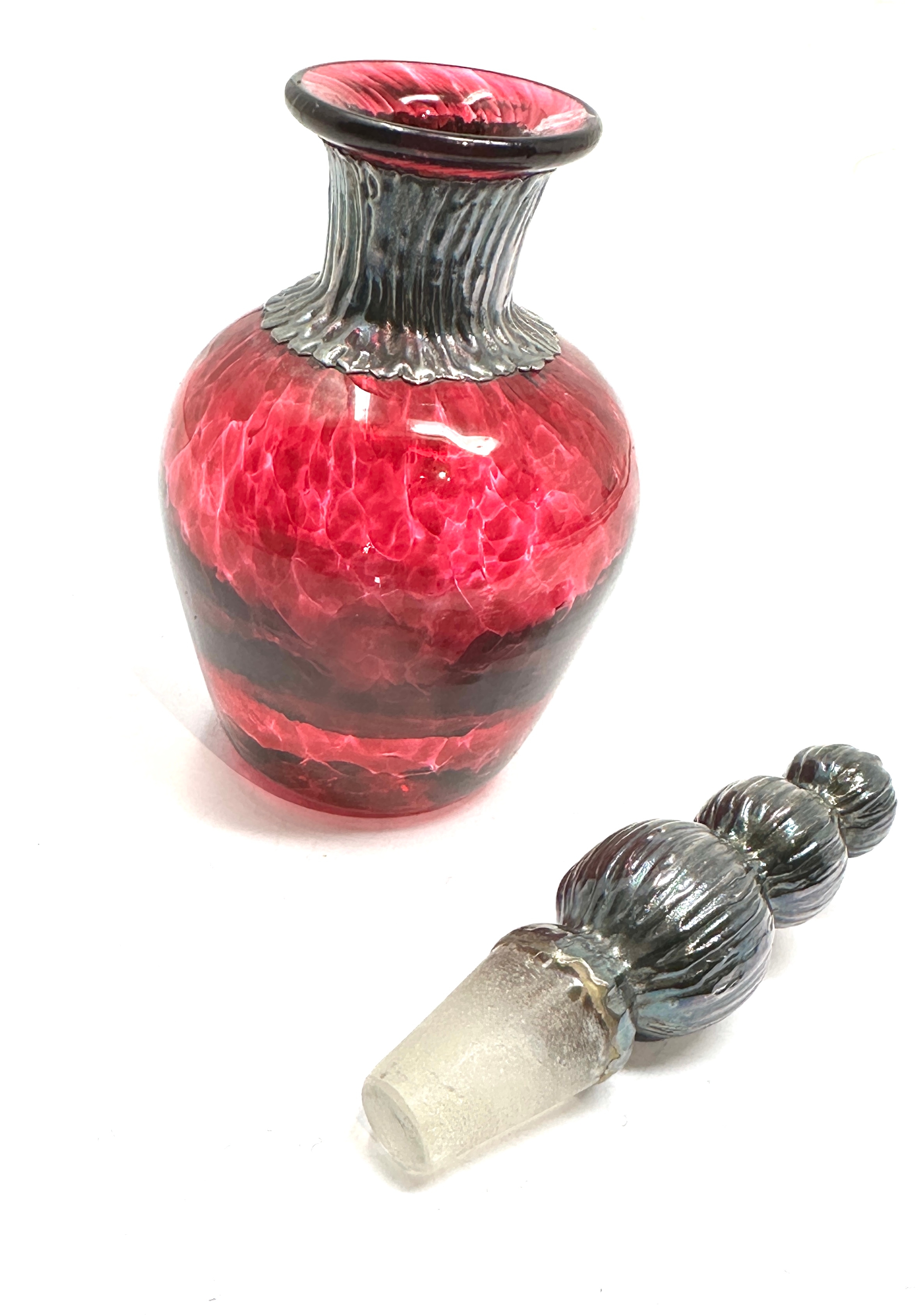 Art Glass And Silver overlay Mounted Perfume Bottle measures approx height approx 11cm in good - Image 3 of 3