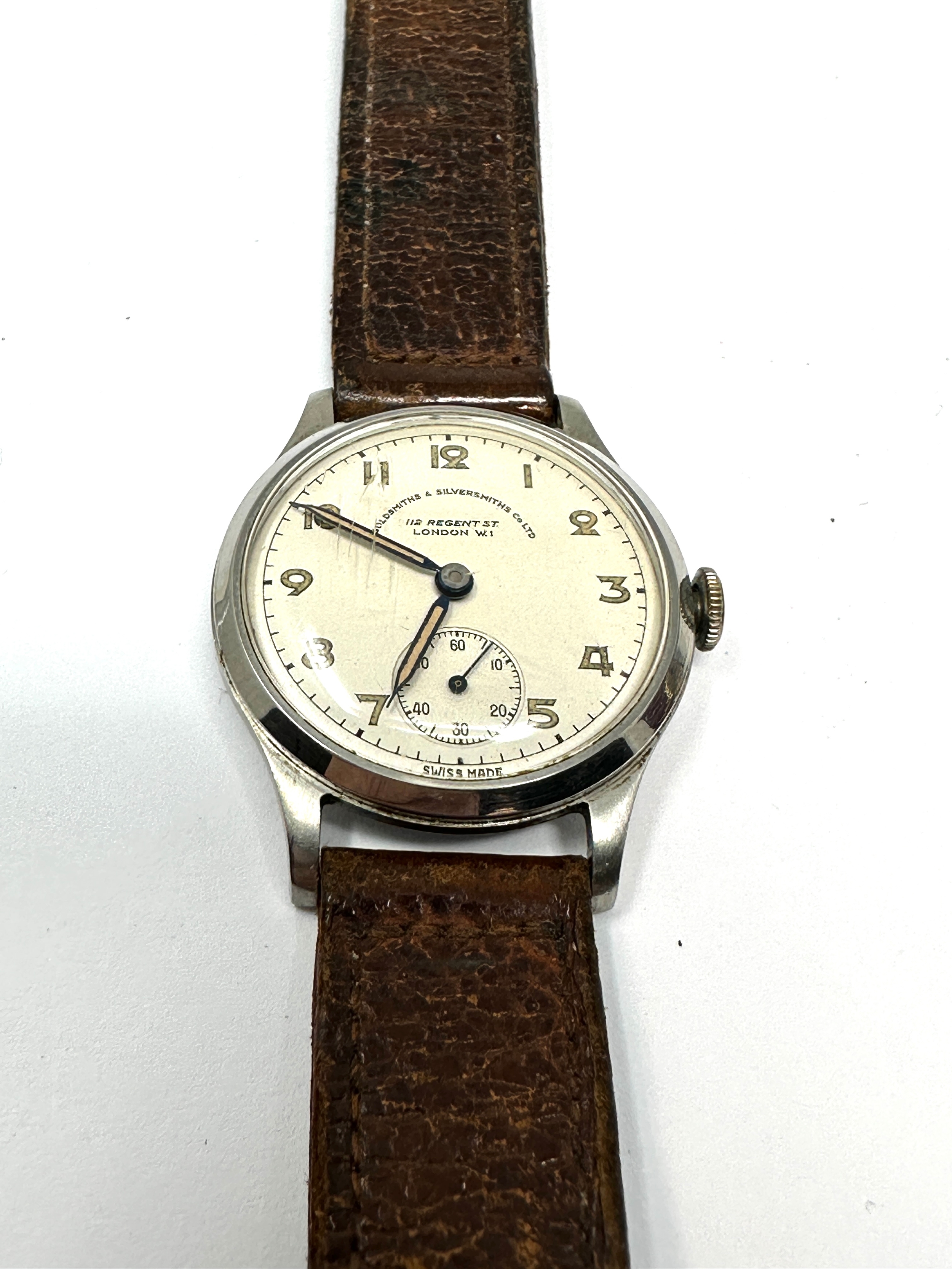 Vintage Goldsmiths and Silversmiths co Ltd gents wristwatch the watch is ticking