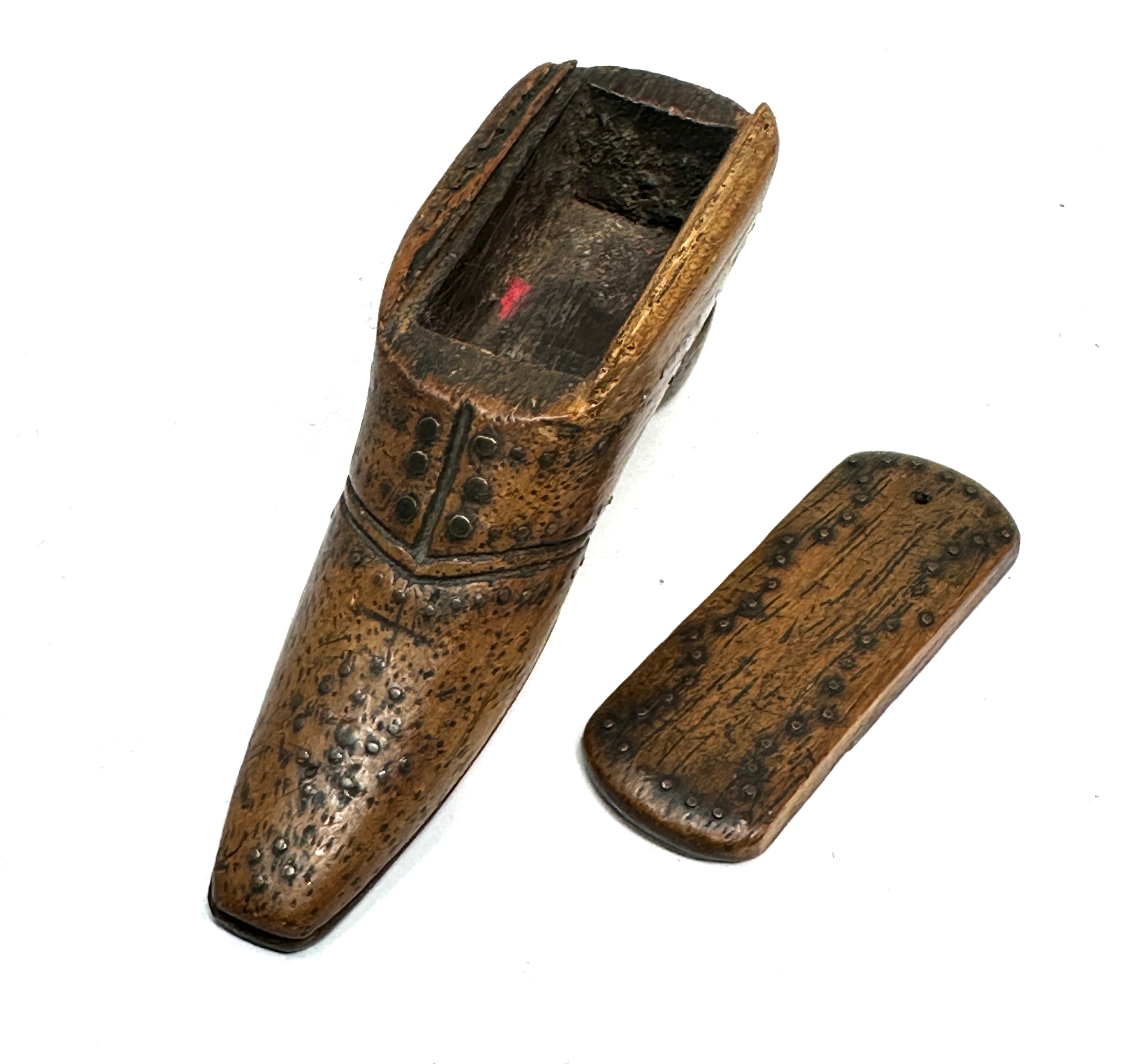 Antique shoe snuff box measures approx 8.5cm long - Image 3 of 5