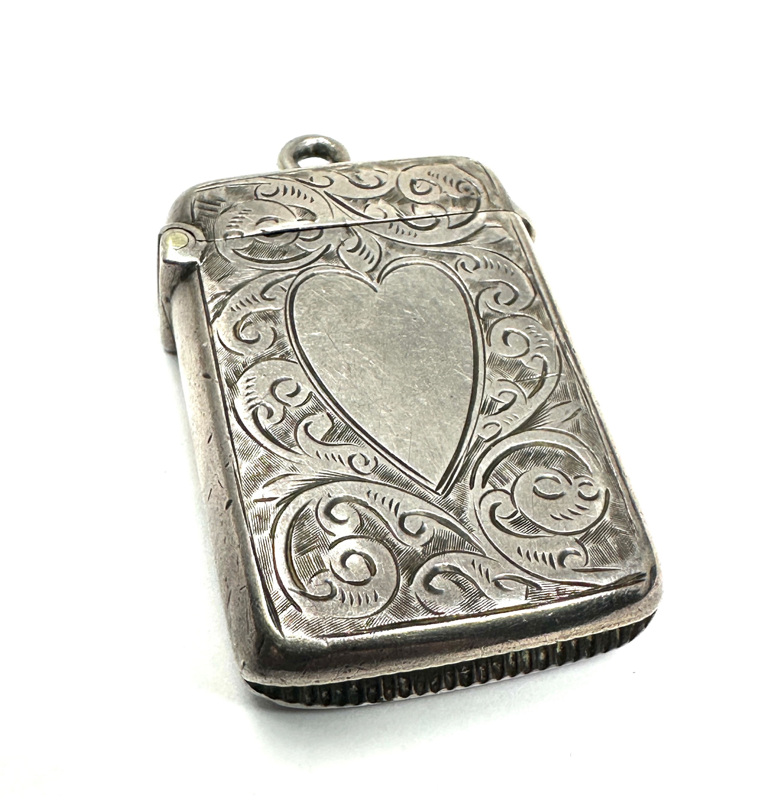 Antique silver vesta case