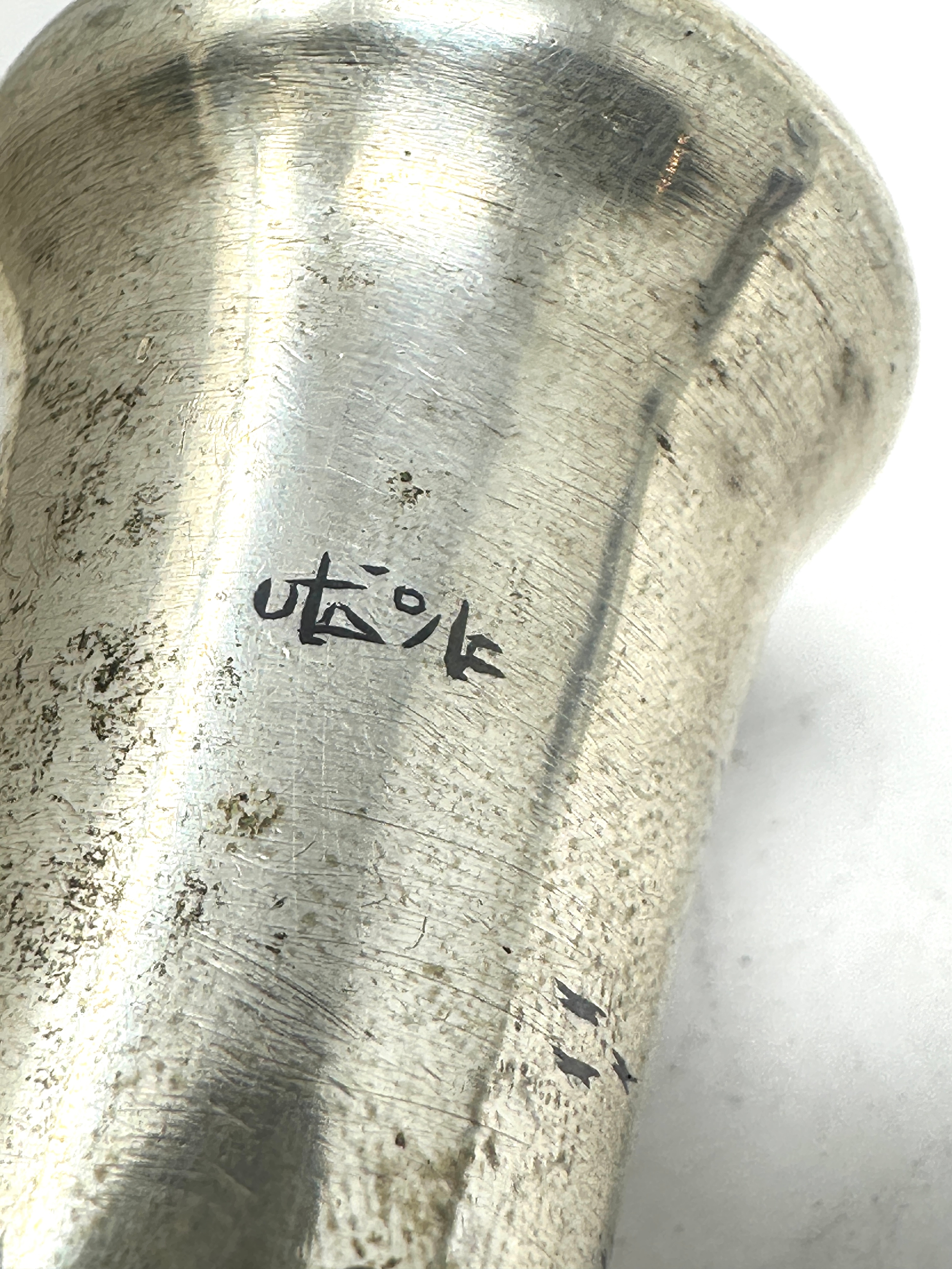 Antique niello silver walking stick handle measures approx 9cm long top measures approx 3.8cm dia - Bild 3 aus 4