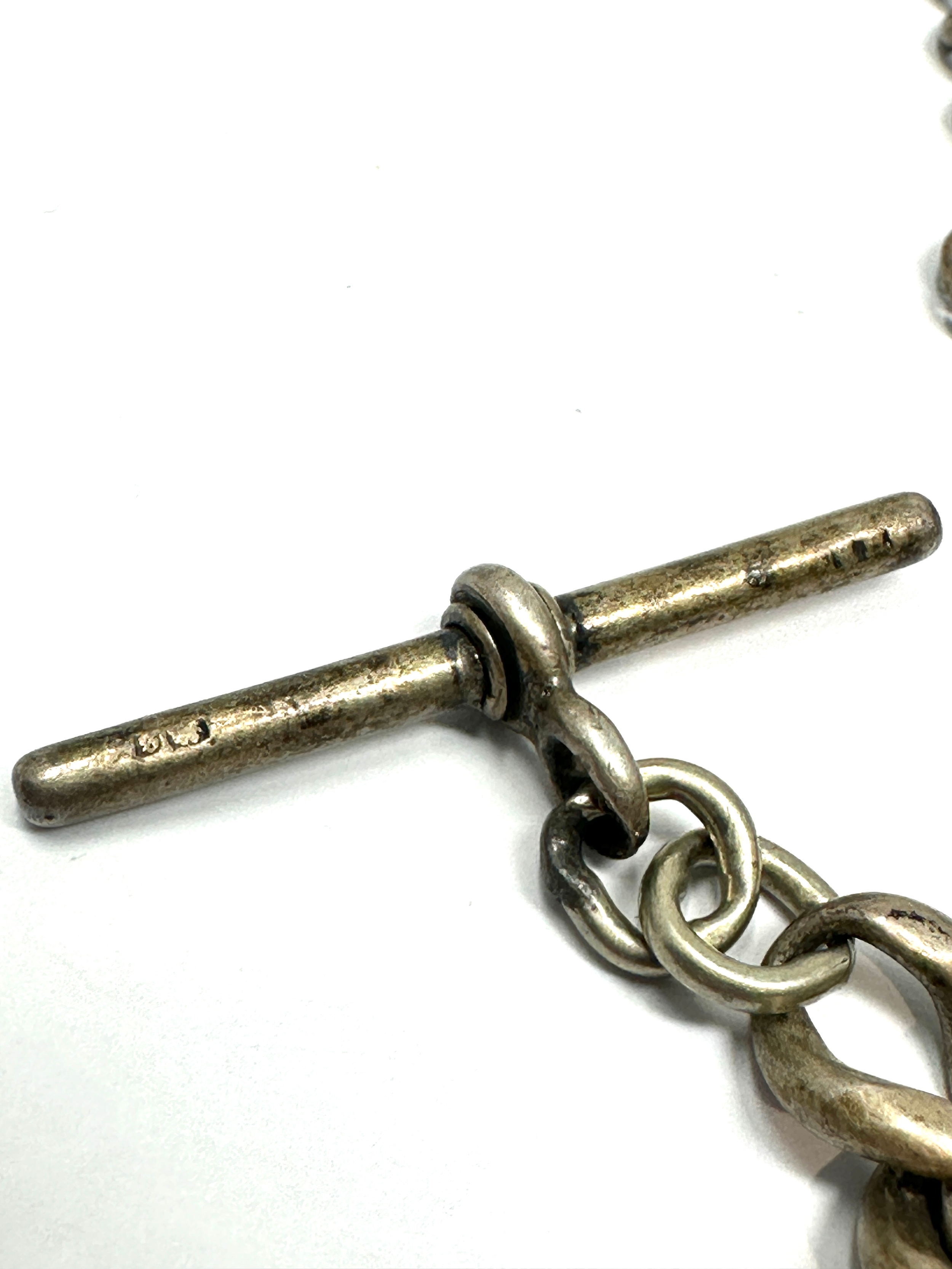 Antique silver double albert watch chain weight approx 46g - Image 2 of 3