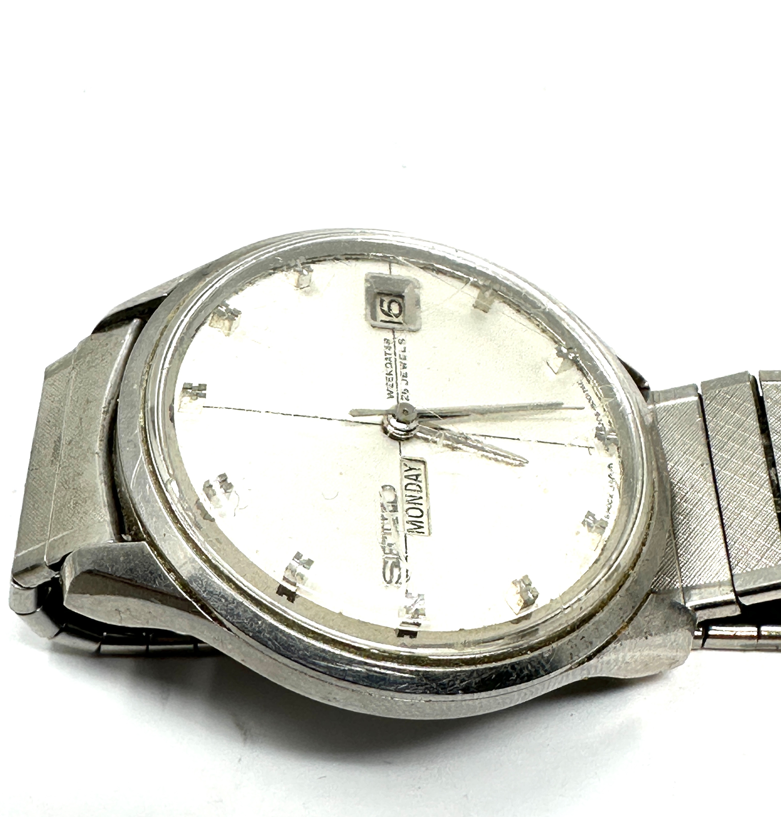 Vintage Seiko Weekdater 26 jewel gents wristwatch the watch is ticking - Image 4 of 6