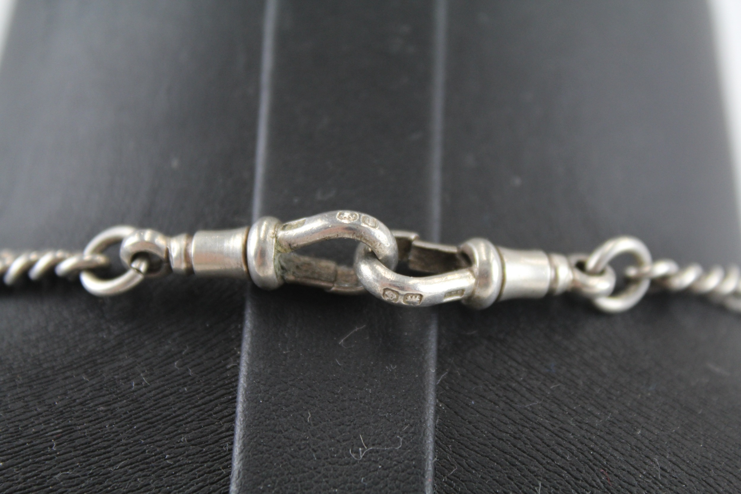 An antique silver double Albert watch chain (31g) - Image 5 of 5