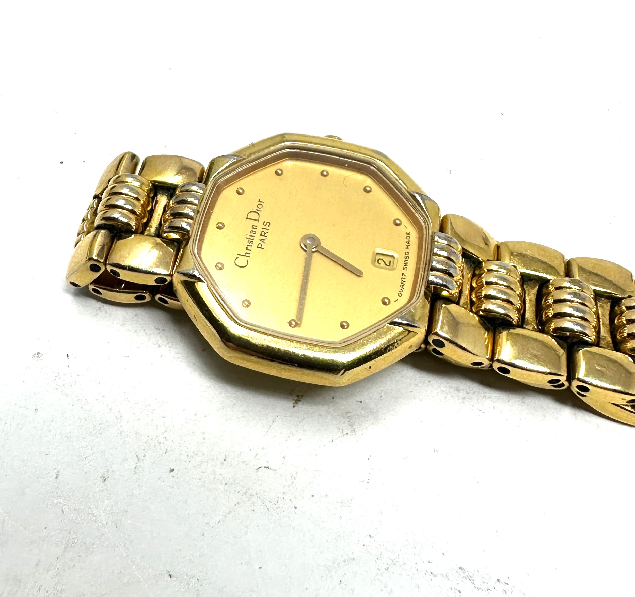 Ladies Christian dior paris quartz gold tone wristwatch the watch is untested not ticking possibly - Image 3 of 5