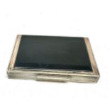Art deco silver & gold detail with black onyx lid snuff box measures approx 8cm by 5.5 cm silver