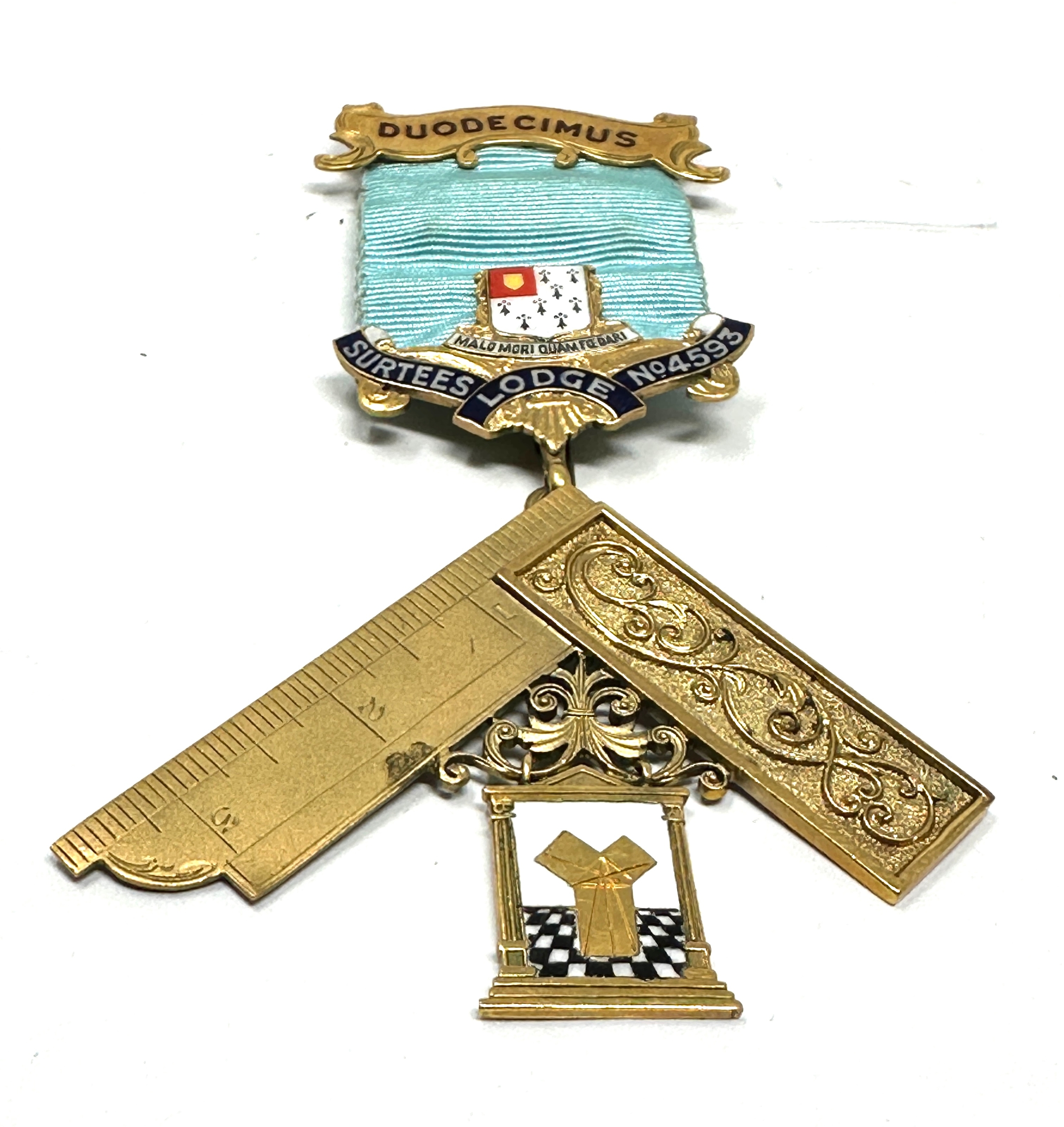 9ct gold masonic jewel surtees lodge No4593 weight 32g - Image 2 of 5