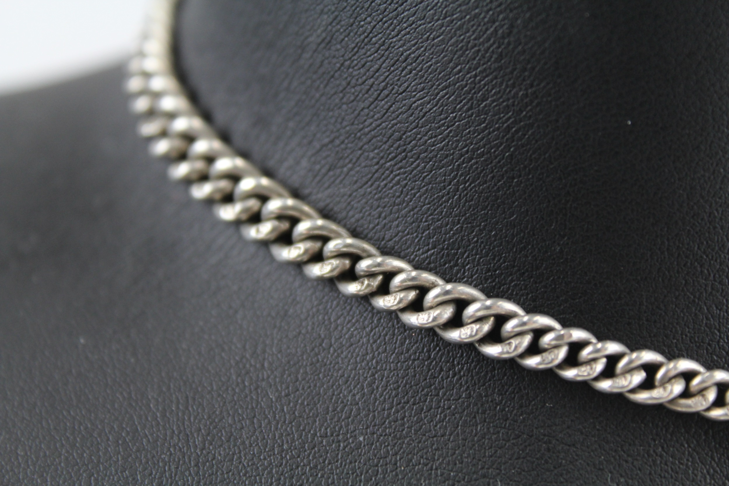 An antique silver double Albert watch chain (31g) - Image 3 of 5