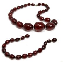 Vintage Cherry Bakelite bead necklace internal streaking weight 51g