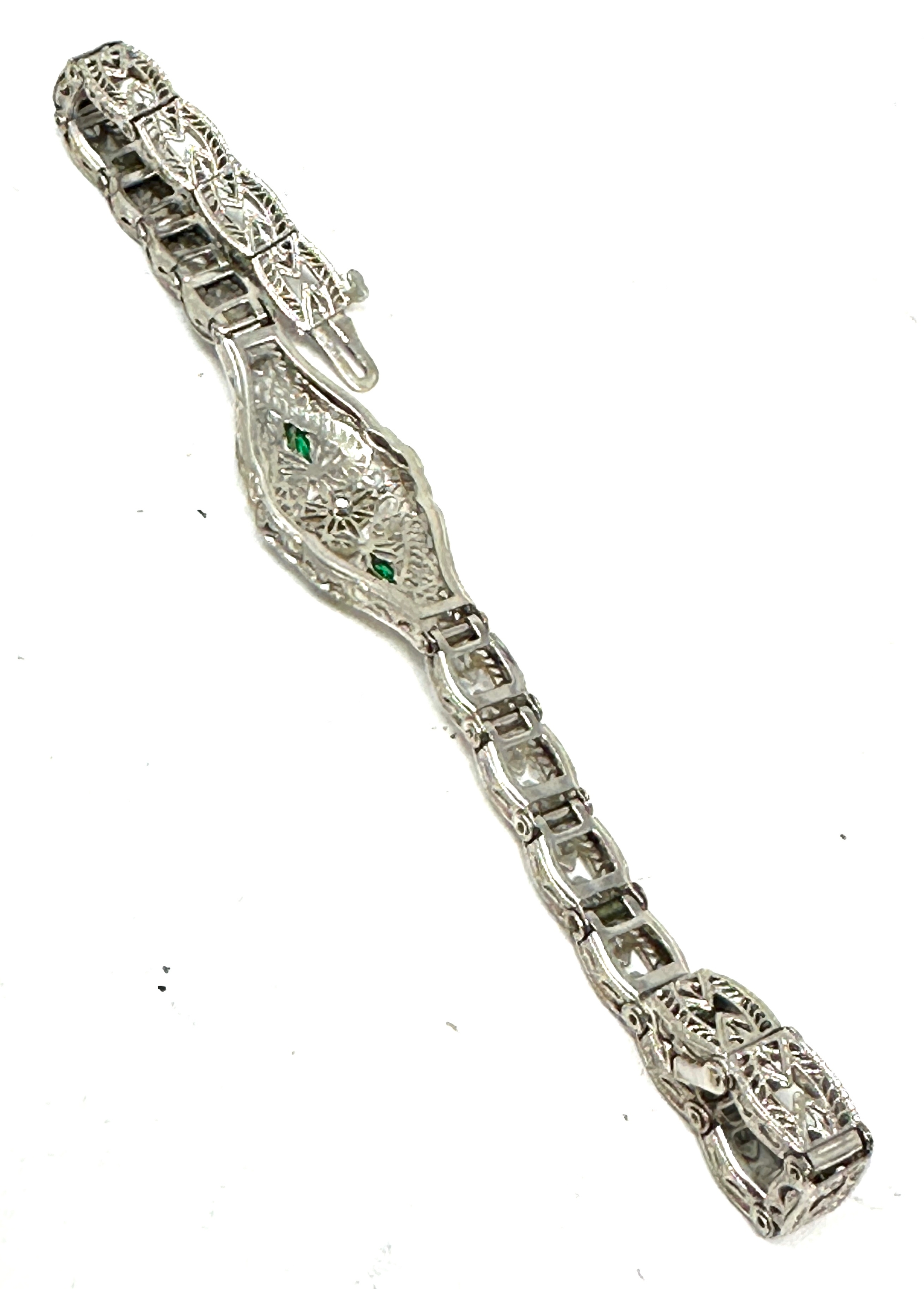 10ct white gold diamond & diopside bracelet weight 7.1g - Image 4 of 4