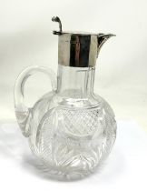 Antique silver & cut glass claret jug London silver hallmarks
