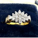18ct gold diamond cluster ring with diamond shoulders weight 4g