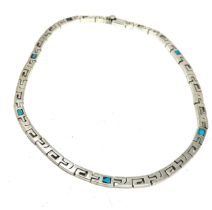 Heavy mexico silver & turquoise set necklace hamarked TC-148 MEX925 weight 75g