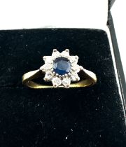 Vintage 18ct gold diamond & sapphire ring weight 2.8g