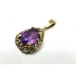 9ct gold amethyst pendant weight .8g