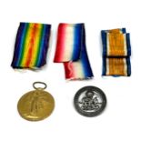 ww1 military items includes medal & 3 original ribbons and wound badge