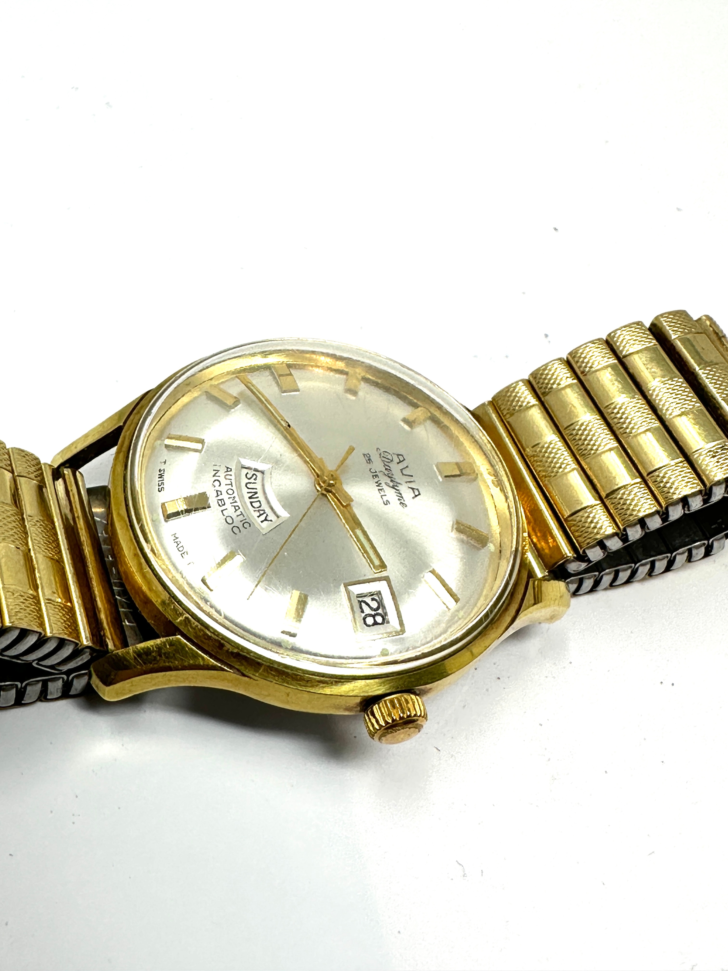 Vintage Avia Daytyme Automatic Day & Date Swiss Watch 25 Jewels the watch is ticking - Image 2 of 4