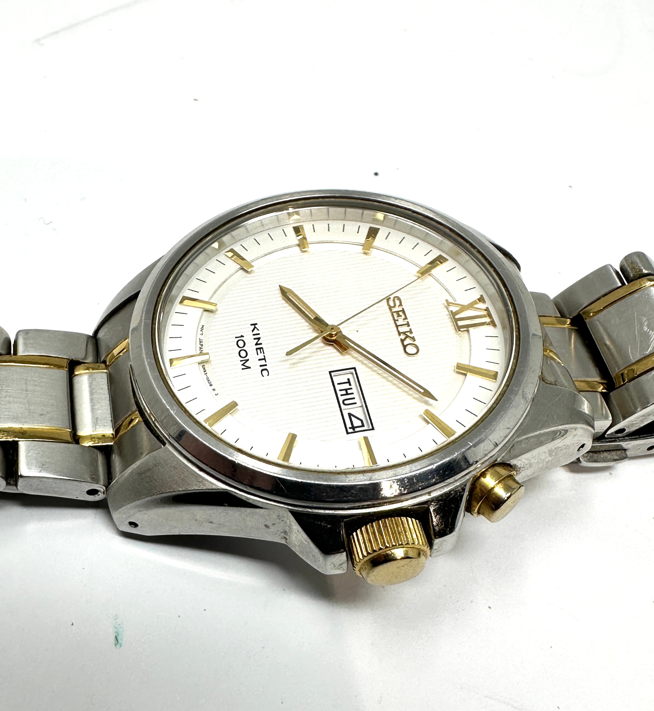 Seiko kinetic 100m wristwatch 5m83-0ac0 gents wristwatch the watch is ticking - Image 3 of 5