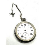 Antique silver open face pocket watch the watch is ticking with silver watch chain no t-bar