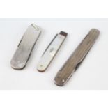 3 x .925 sterling knives inc mop etc
