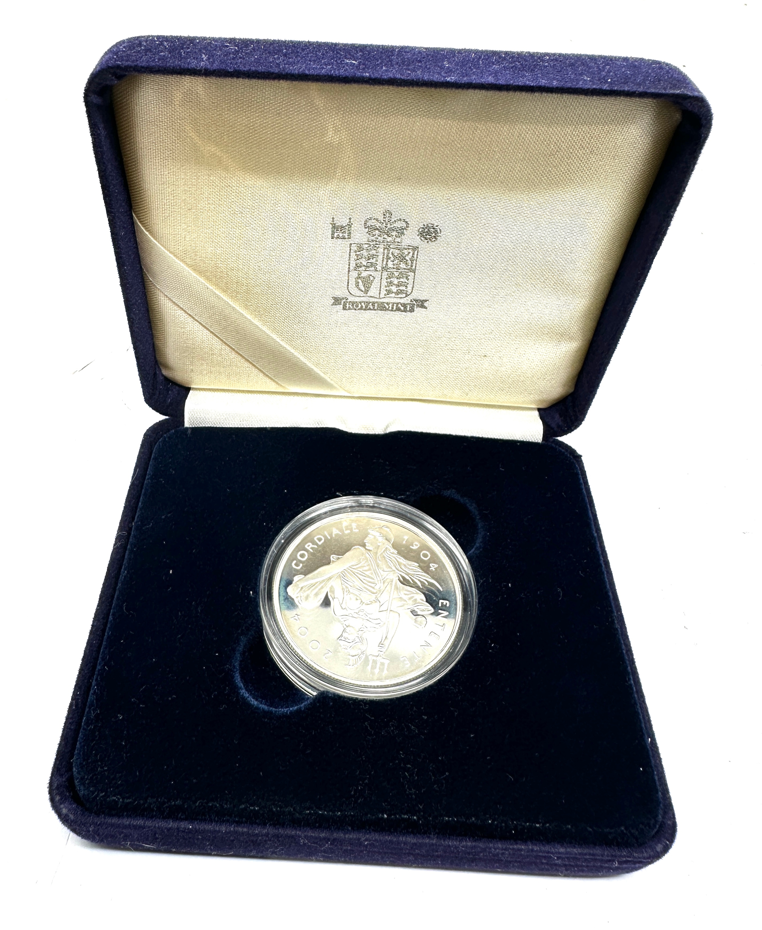 2004 Royal Mint Entente Cordiale £5 Five Pound Silver Proof Coin Boxed