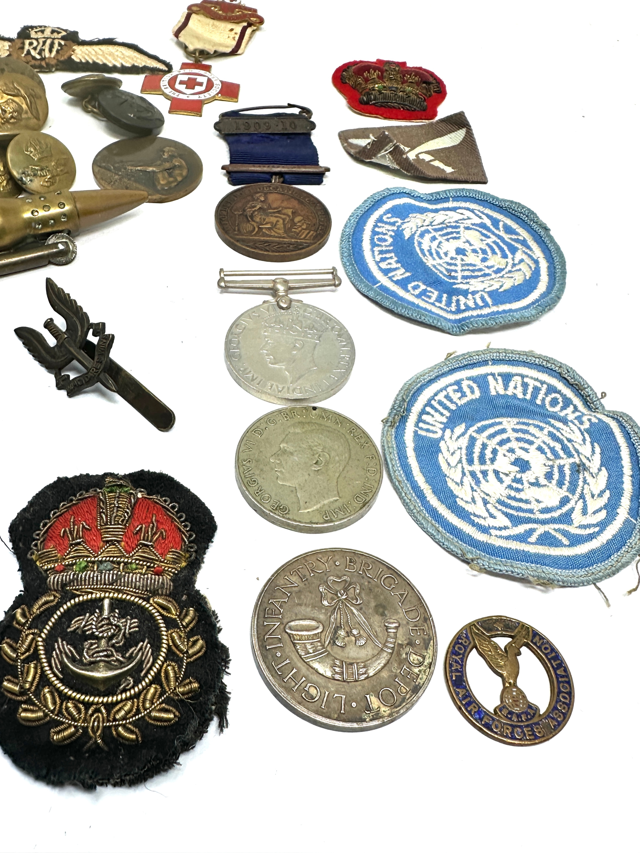 selection of military items inc bullet lighter cap badges buttons patches etc - Image 3 of 5