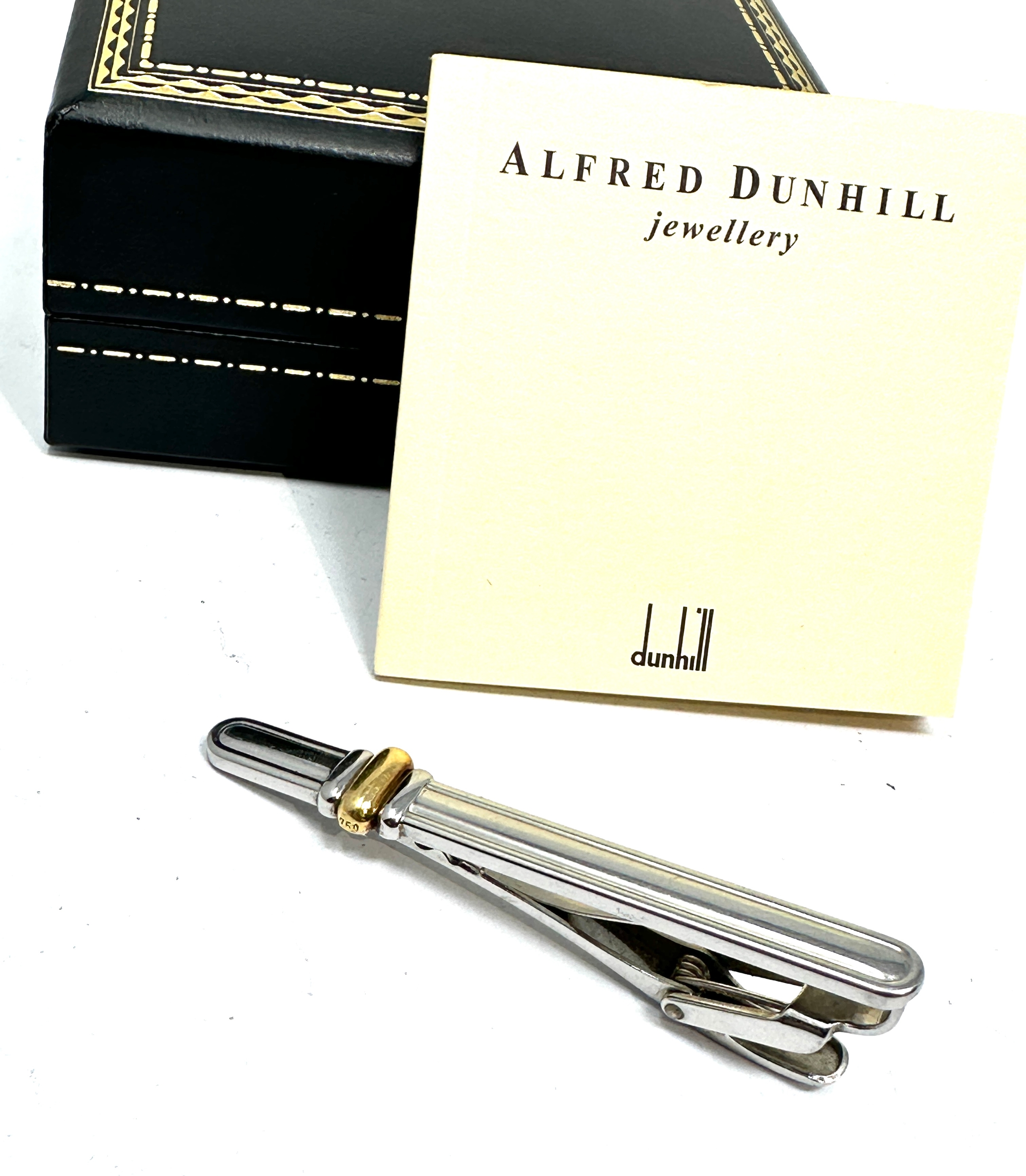 Boxed Dunhill tie clip set with solid 18ct gold detail - Image 3 of 7