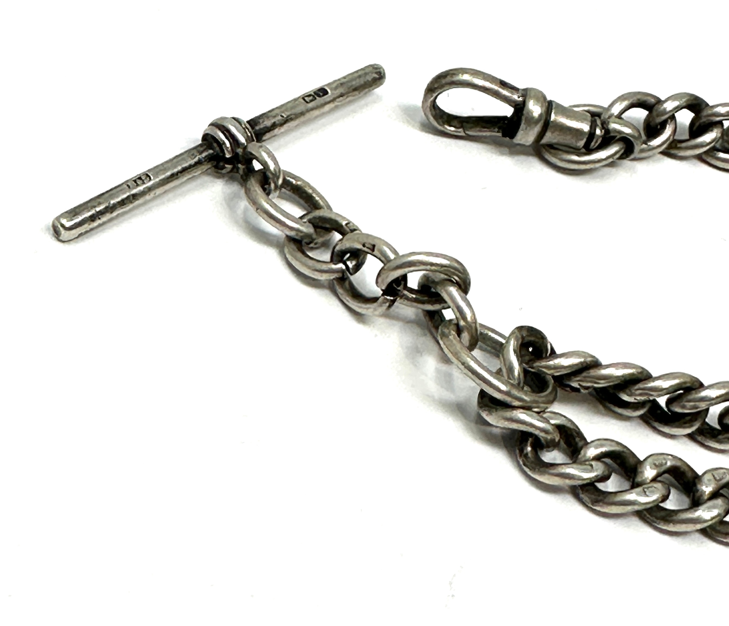 Antique silver double albert watch chain weight approx 48g - Image 2 of 3