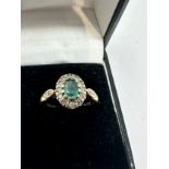 9ct gold emerald & diamond ring weight 3g