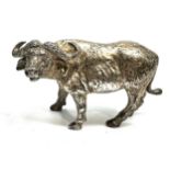 Vintage heavy solid silver model of a water buffalo hallmarked 950 with full hallmark weight 303g