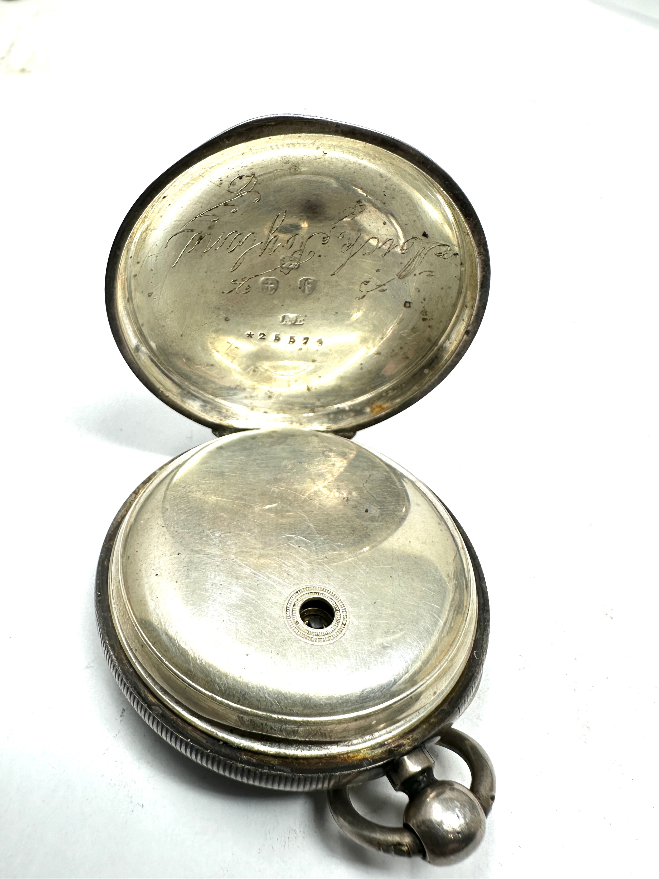 Antique silver open face pocket watch waltham mass movement the watch is ticking - Image 3 of 5