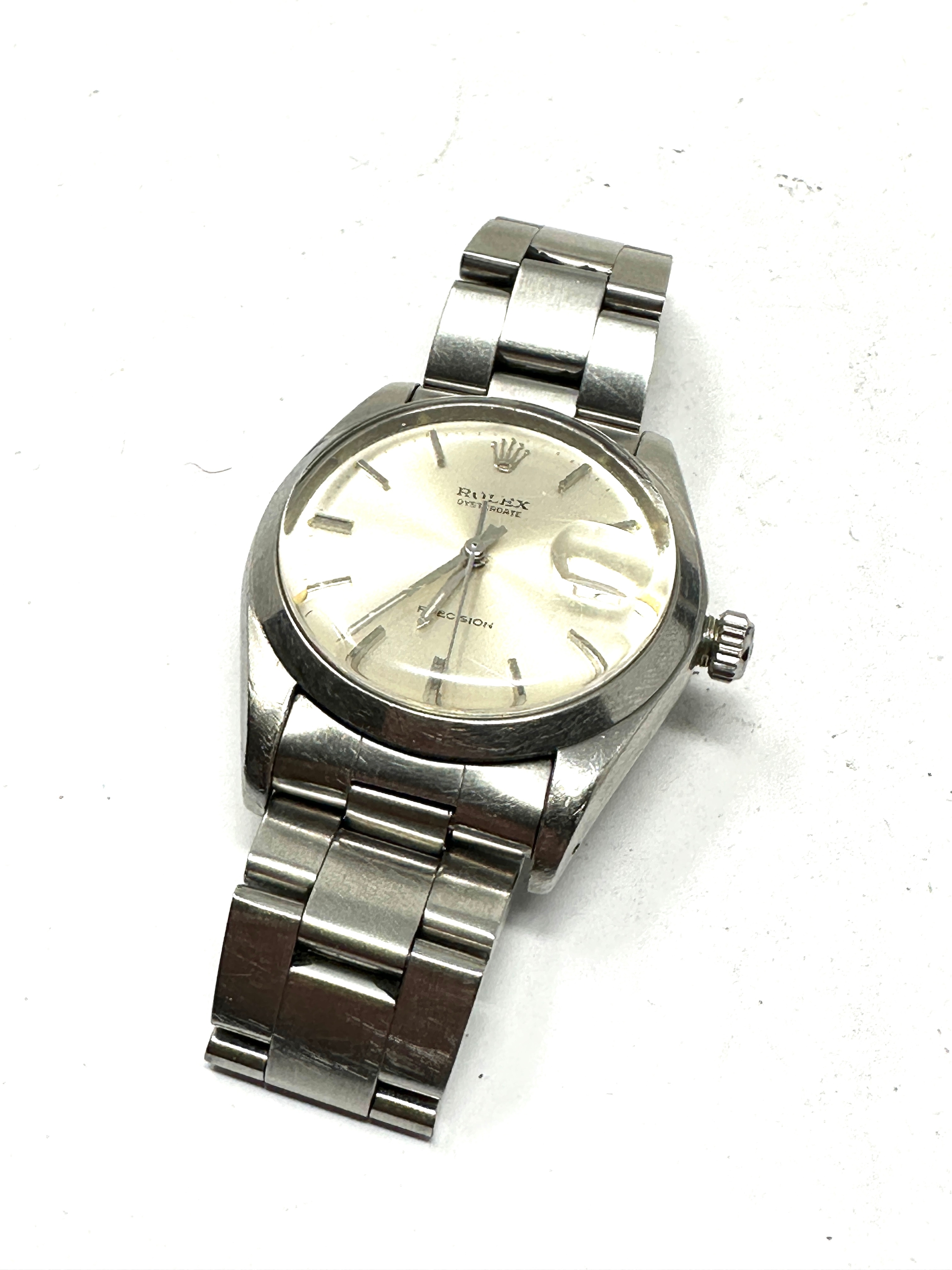 Rolex Oysterdate Precision Stainless Steel Wrist Watch & strap the watch is ticking winder does