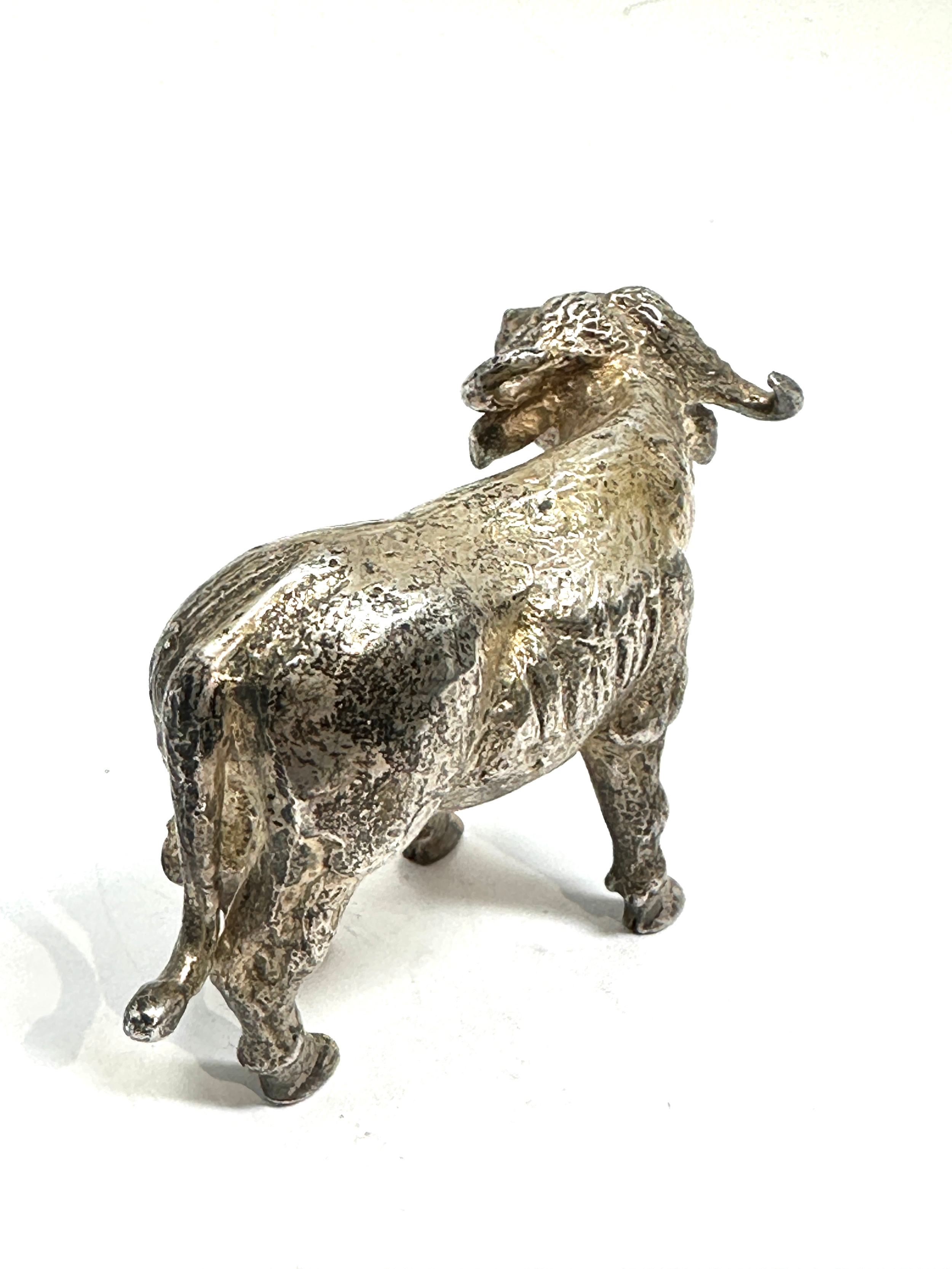 Vintage heavy solid silver model of a water buffalo hallmarked 950 with full hallmark weight 303g - Image 3 of 5