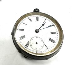 Antique silver open face pocket watch the watch is ticking missing loop and second hand