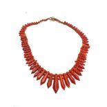 Antique 9ct gold clasp coral collar necklace weight 33g
