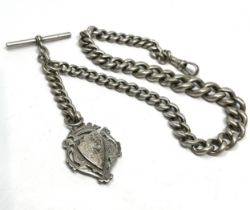 Antique chunky silver albert watch chain & fob weight approx 76g