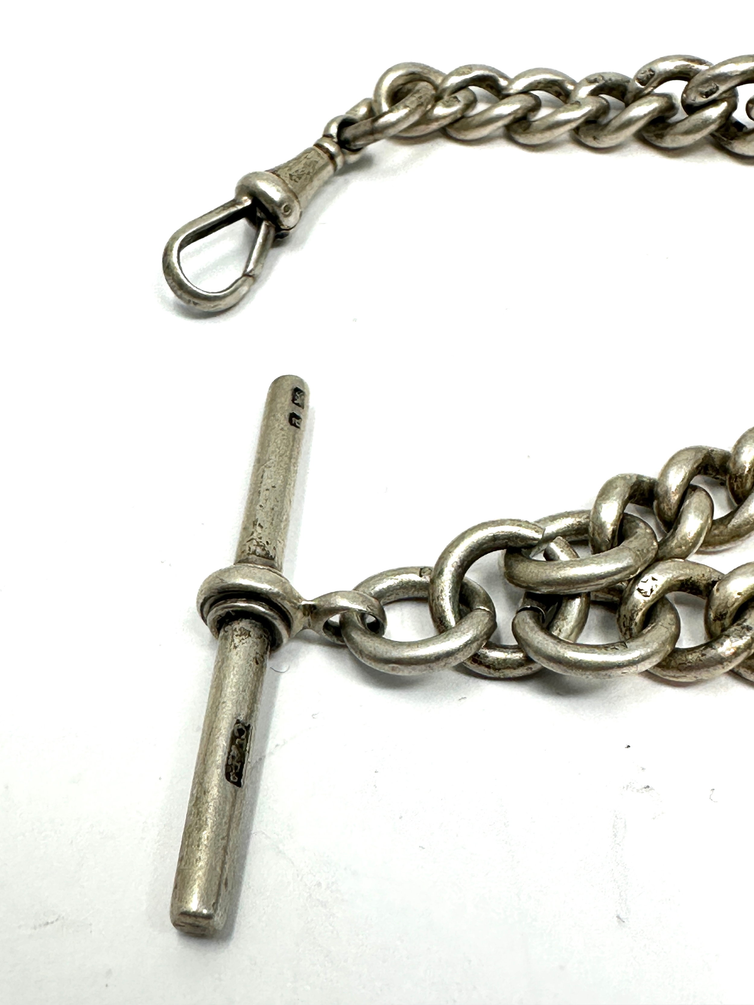 Antique chunky silver albert watch chain & fob weight approx 71g - Bild 3 aus 3