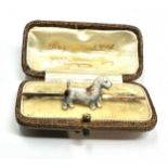 9ct gold enamel dog brooch boxed measures approx 5.2cm long