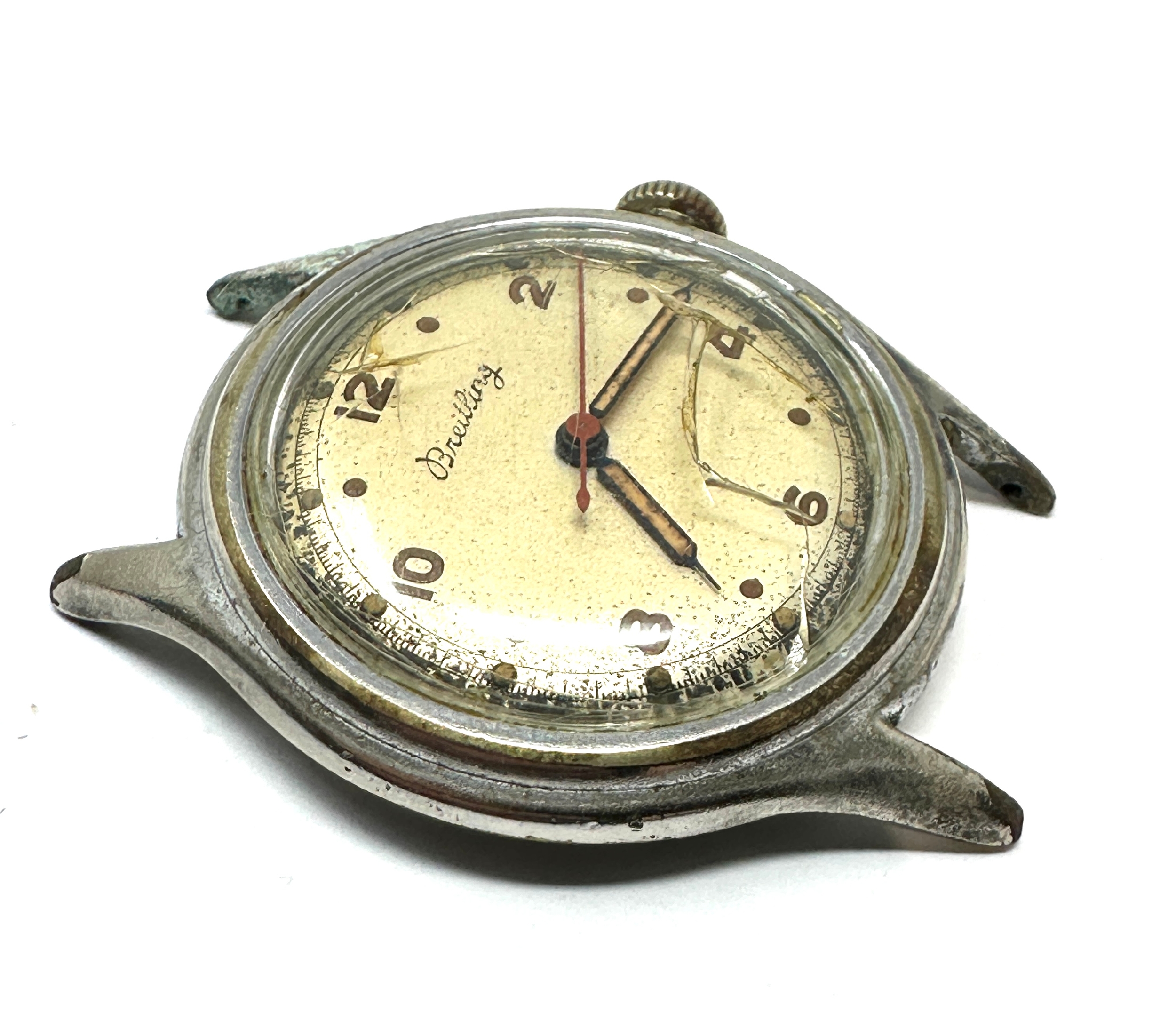 Rre Early 1940s military style Breitling wristwatch red sweep seconds hand. Case reference 122. A - Image 3 of 5