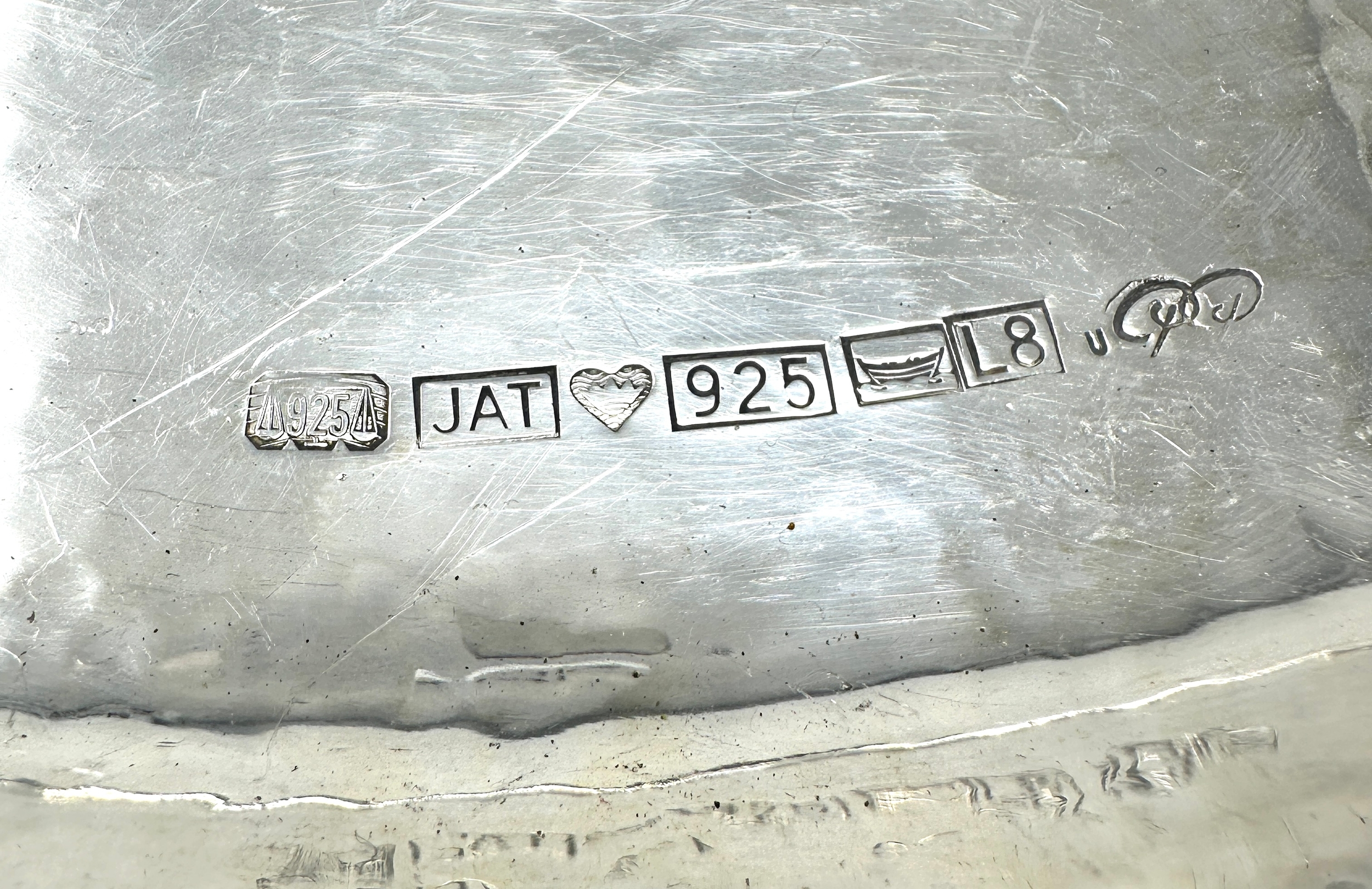 Large 1988 modernist design finnish silver tray measures approx 40cm dia weight 1201g - Image 4 of 4