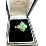 9ct gold emerald & diamond ring weight 2.5g