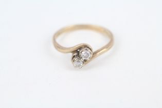 9ct gold vintage diamond toi et moi ring, claw set, total diamond weight 0.20ct approximately