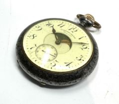 Rare gun metal presentation "Calendrier Brevete" pocket watch of German manufacture with lever