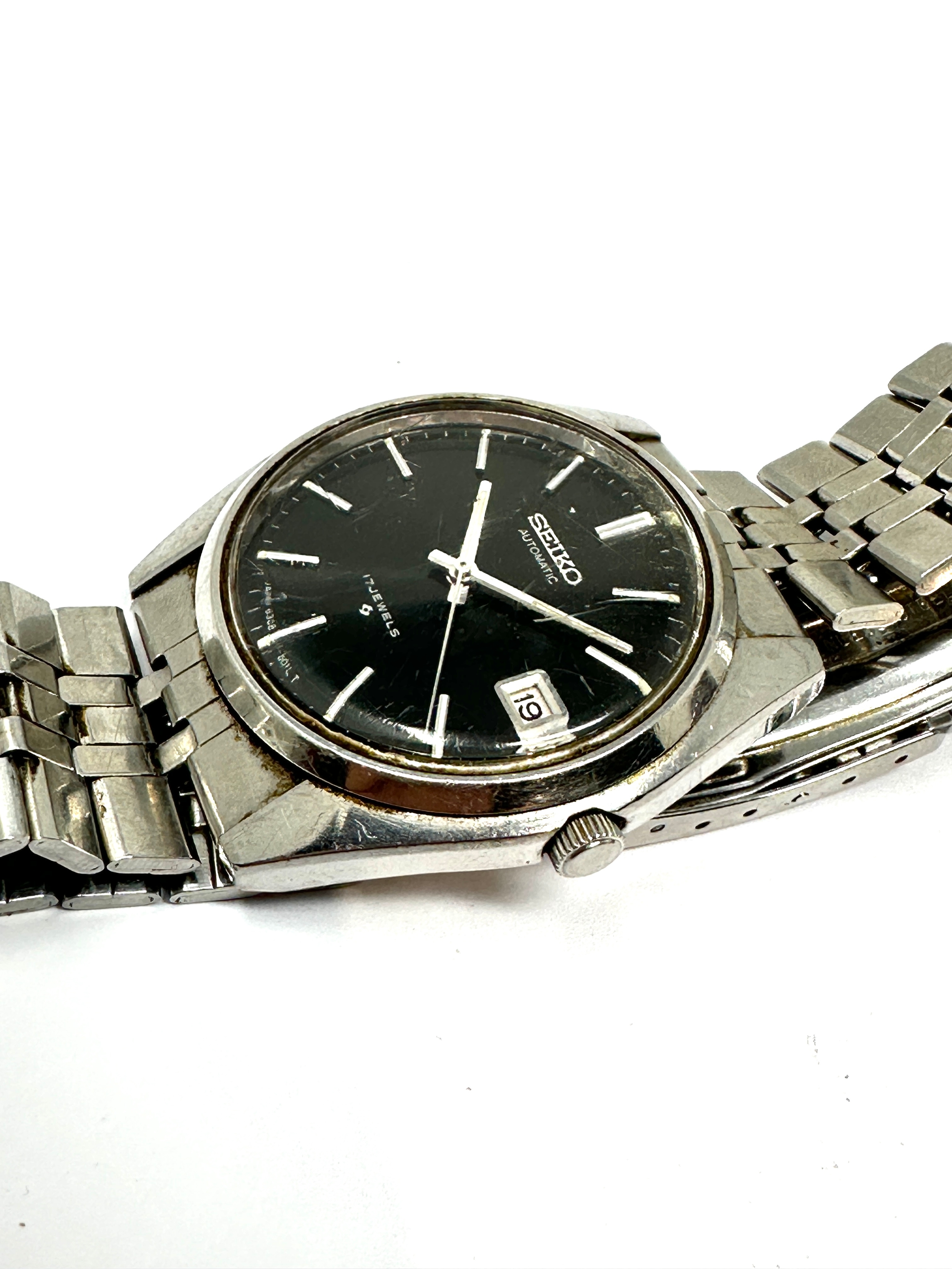 Seiko automatic gents wristwatch black dial 6308-8010 the watch is ticking - Image 2 of 4