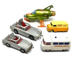 selection of vintage corgi diecast vehicles includes 2 james bond & ambulance & 2 dinky vehicles ufo