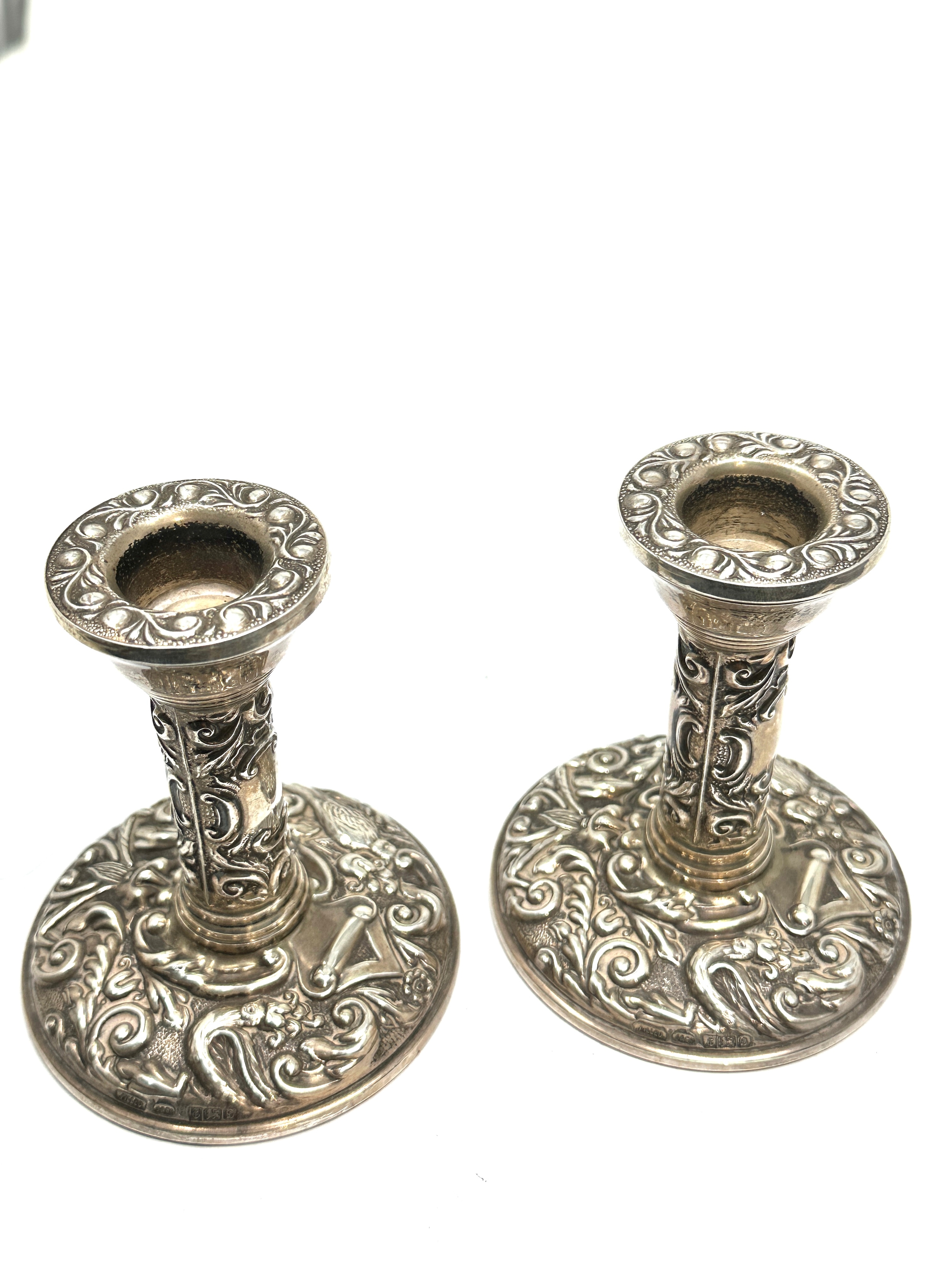 pair of silver candlesticks measure approx height 10cm birmingham silver hallmarks - Image 2 of 5